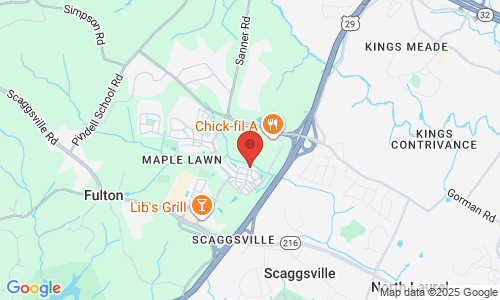 Google map image of our location in 7753 Water St  Fulton, MD